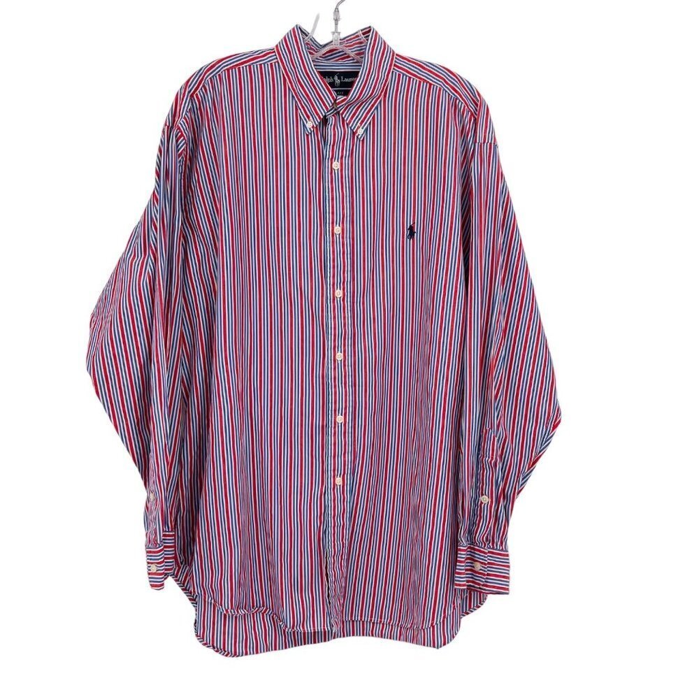 Ralph Lauren Men's‎ Blake Stripe Button Down Shirt Size L Blue Label Logo